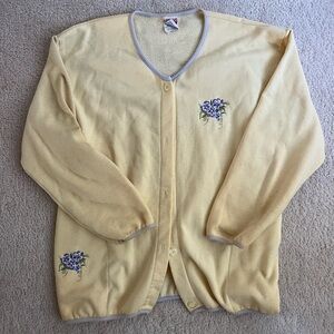 Charming Yellow Cardigan with Floral Accents